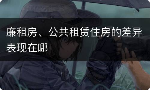 廉租房、公共租赁住房的差异表现在哪
