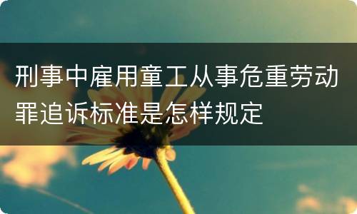 刑事中雇用童工从事危重劳动罪追诉标准是怎样规定