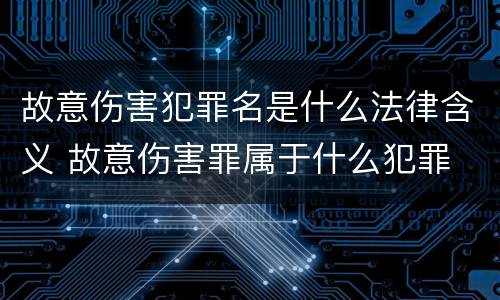 故意伤害犯罪名是什么法律含义 故意伤害罪属于什么犯罪