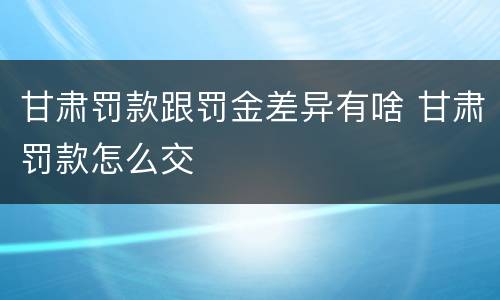 甘肃罚款跟罚金差异有啥 甘肃罚款怎么交