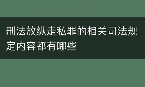 刑法放纵走私罪的相关司法规定内容都有哪些