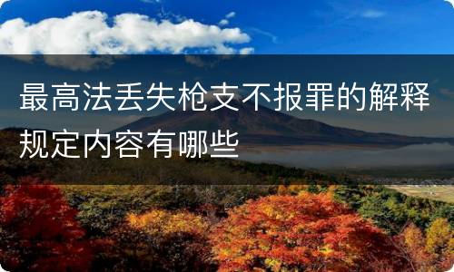 最高法丢失枪支不报罪的解释规定内容有哪些
