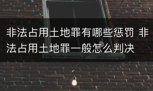 非法占用土地罪有哪些惩罚 非法占用土地罪一般怎么判决