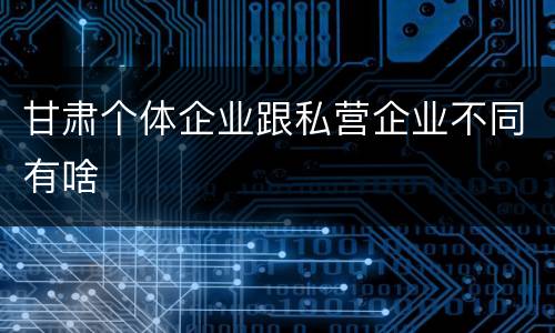 甘肃个体企业跟私营企业不同有啥