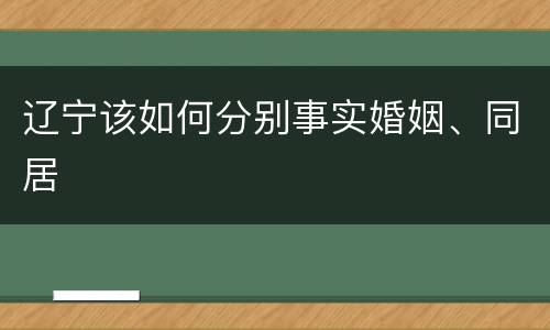 辽宁该如何分别事实婚姻、同居