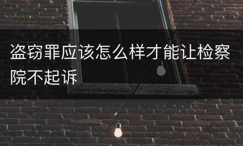 盗窃罪应该怎么样才能让检察院不起诉