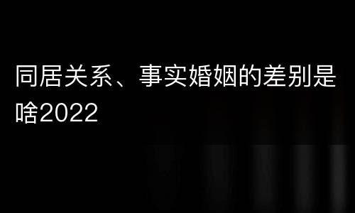 同居关系、事实婚姻的差别是啥2022