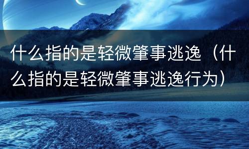 什么指的是轻微肇事逃逸（什么指的是轻微肇事逃逸行为）