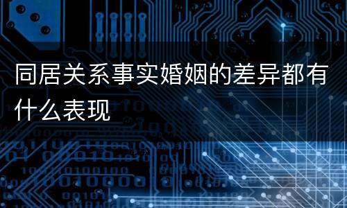 同居关系事实婚姻的差异都有什么表现
