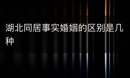湖北同居事实婚姻的区别是几种