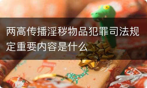 两高传播淫秽物品犯罪司法规定重要内容是什么