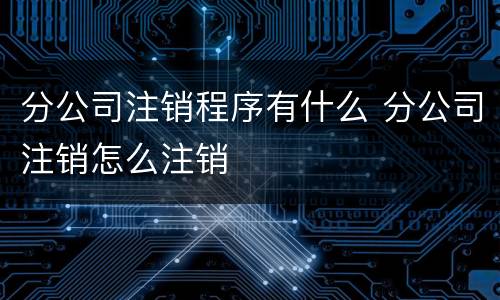分公司注销程序有什么 分公司注销怎么注销