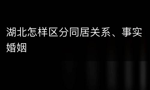 湖北怎样区分同居关系、事实婚姻