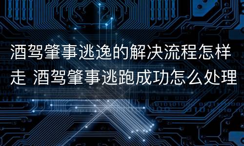 酒驾肇事逃逸的解决流程怎样走 酒驾肇事逃跑成功怎么处理