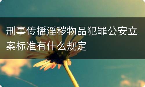 刑事传播淫秽物品犯罪公安立案标准有什么规定