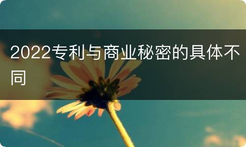 2022专利与商业秘密的具体不同