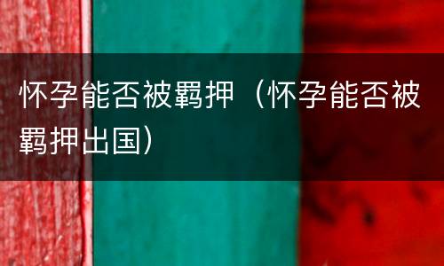 怀孕能否被羁押（怀孕能否被羁押出国）