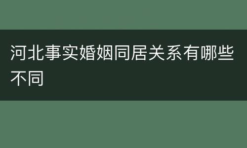 河北事实婚姻同居关系有哪些不同