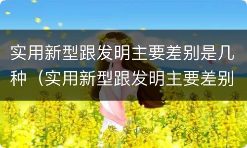 实用新型跟发明主要差别是几种（实用新型跟发明主要差别是几种）