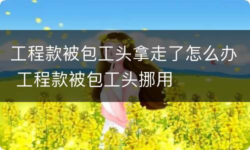 工程款被包工头拿走了怎么办 工程款被包工头挪用