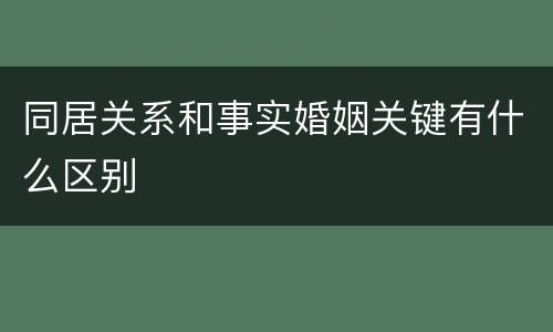 同居关系和事实婚姻关键有什么区别