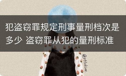 犯盗窃罪规定刑事量刑档次是多少 盗窃罪从犯的量刑标准
