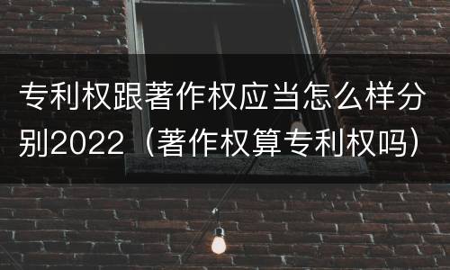 专利权跟著作权应当怎么样分别2022（著作权算专利权吗）