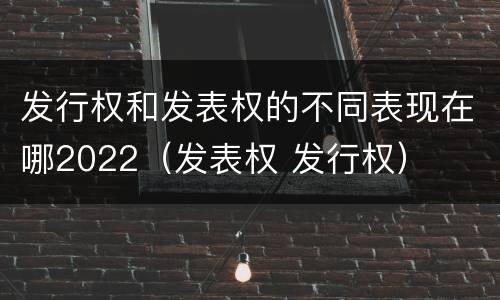 发行权和发表权的不同表现在哪2022（发表权 发行权）