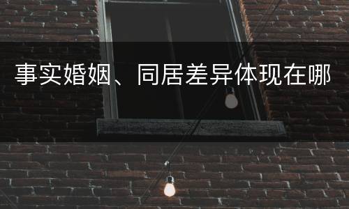 事实婚姻、同居差异体现在哪