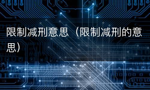 限制减刑意思（限制减刑的意思）