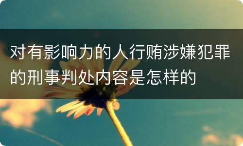 对有影响力的人行贿涉嫌犯罪的刑事判处内容是怎样的