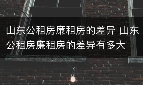 山东公租房廉租房的差异 山东公租房廉租房的差异有多大