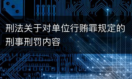 刑法关于对单位行贿罪规定的刑事刑罚内容
