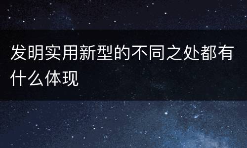 发明实用新型的不同之处都有什么体现