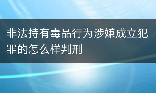 非法持有毒品行为涉嫌成立犯罪的怎么样判刑