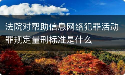 法院对帮助信息网络犯罪活动罪规定量刑标准是什么