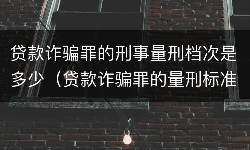 贷款诈骗罪的刑事量刑档次是多少（贷款诈骗罪的量刑标准）
