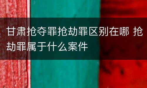 甘肃抢夺罪抢劫罪区别在哪 抢劫罪属于什么案件