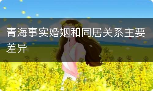 青海事实婚姻和同居关系主要差异