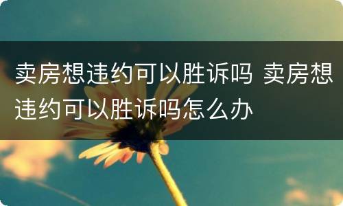卖房想违约可以胜诉吗 卖房想违约可以胜诉吗怎么办