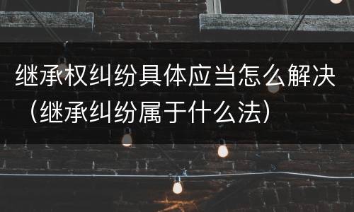 继承权纠纷具体应当怎么解决（继承纠纷属于什么法）