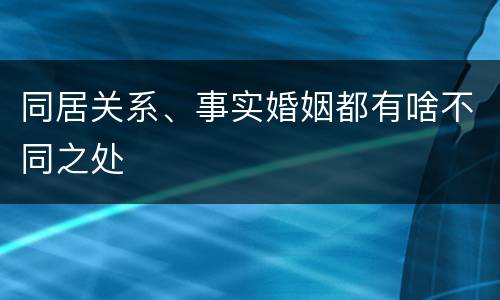 同居关系、事实婚姻都有啥不同之处