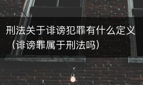 刑法关于诽谤犯罪有什么定义（诽谤罪属于刑法吗）
