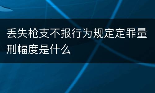 丢失枪支不报行为规定定罪量刑幅度是什么