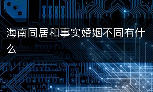 海南同居和事实婚姻不同有什么