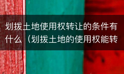 划拨土地使用权转让的条件有什么（划拨土地的使用权能转让吗）