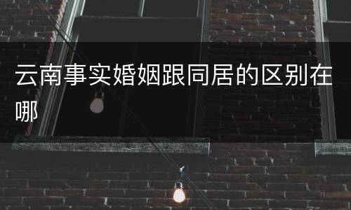 云南事实婚姻跟同居的区别在哪
