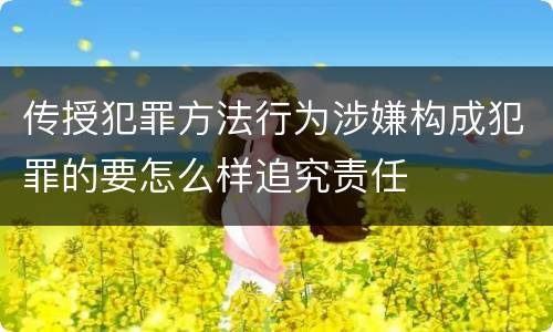 传授犯罪方法行为涉嫌构成犯罪的要怎么样追究责任