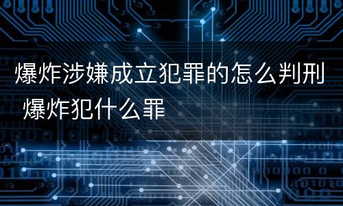 爆炸涉嫌成立犯罪的怎么判刑 爆炸犯什么罪