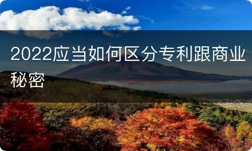 2022应当如何区分专利跟商业秘密